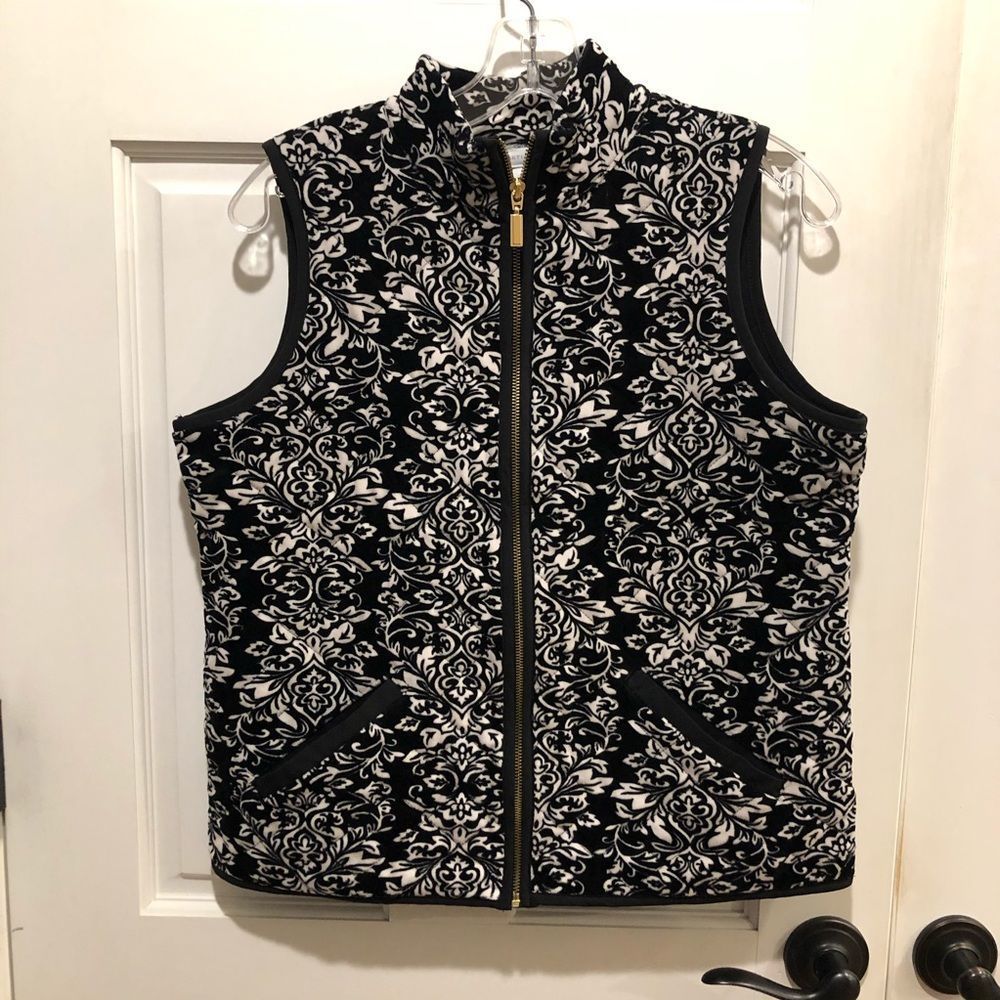 Charter Club. Black & White velvet paisley vest.